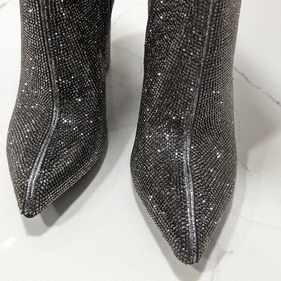 New INC Tall Sparke Knee High Boots Block Heel Pewter Crystal Sz 5 Taylor Swift - Picture 14 of 16